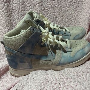 Blue and White High-Top Sneakers